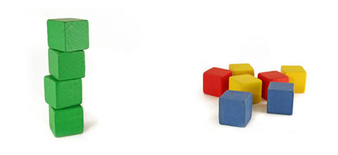 Colored and stacked blocks showing the importance of consistency