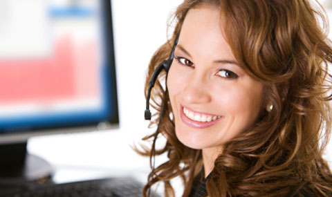 Smiling customer service woman